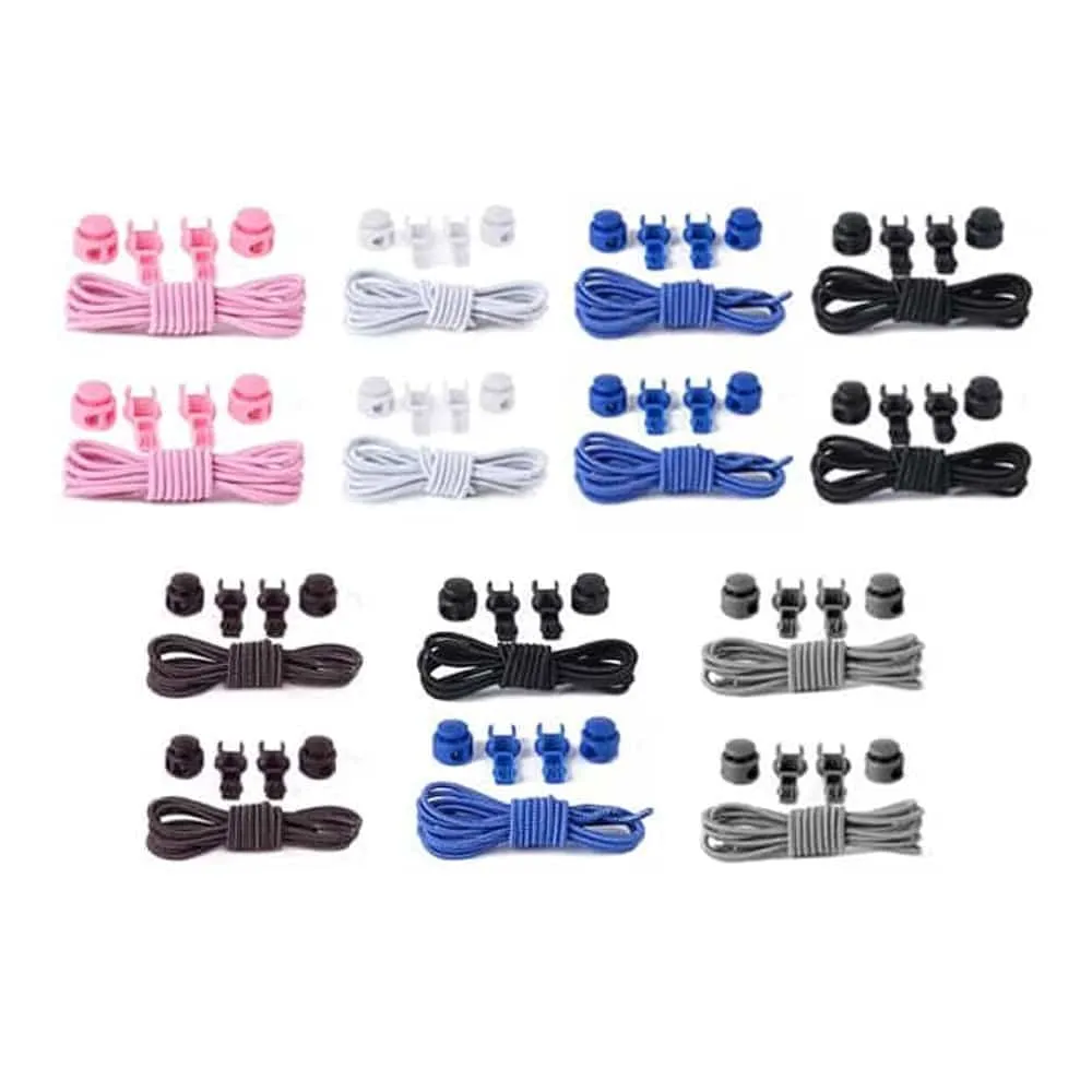 2 Speed Laces Elastic No Tie Shoelaces - Black and Blue Combo