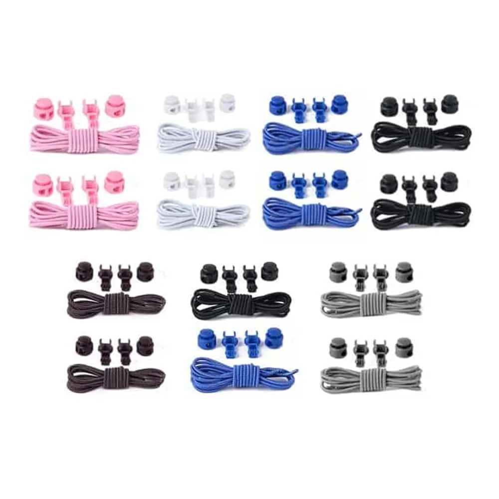 2 Speed Laces Elastic No Tie Shoelaces - Black and Blue Combo