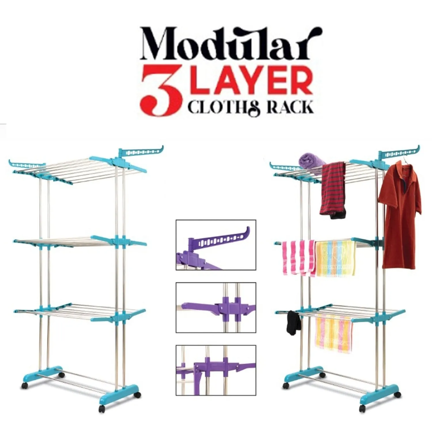 4685 Stackable 3 Layer Folding Clothes Rack