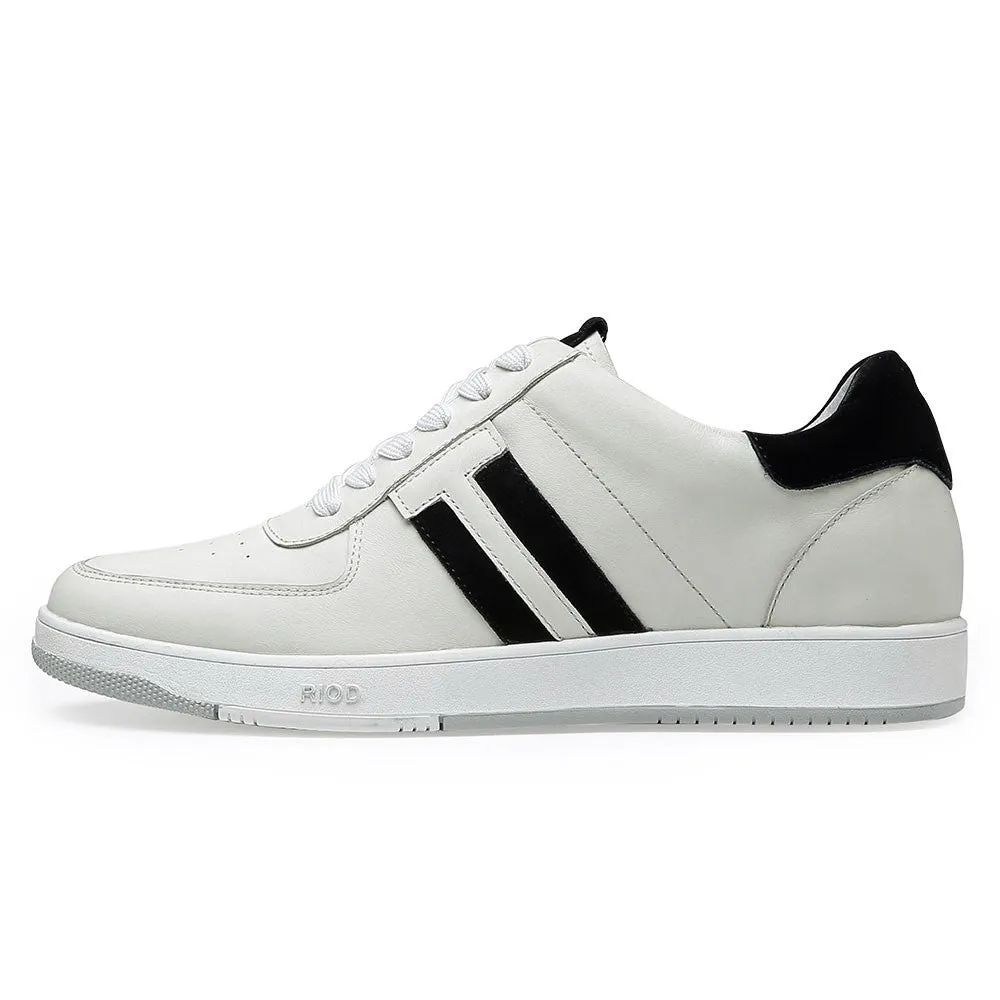 6CM/2.36 Inches CMR CHAMARIPA Men's Elevate Sneakers Height Increasing Shoes White Leather Sneakers For Men