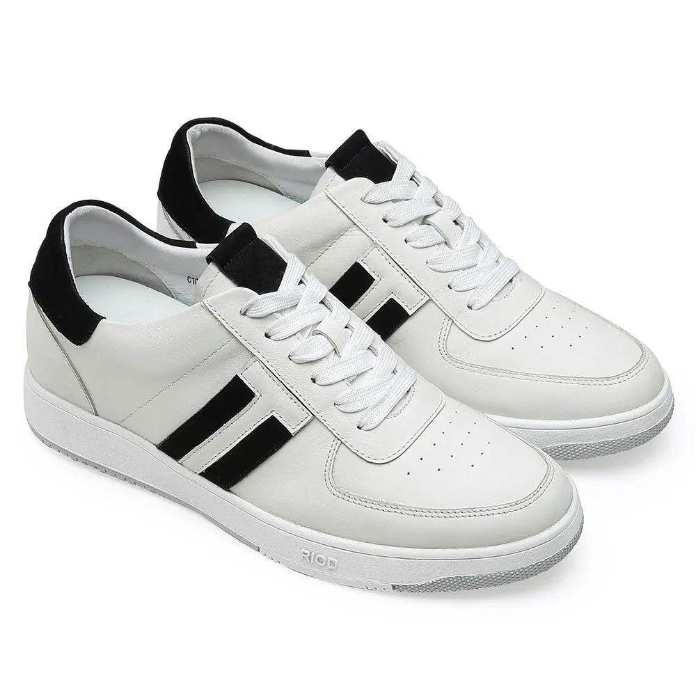 6CM/2.36 Inches CMR CHAMARIPA Men's Elevate Sneakers Height Increasing Shoes White Leather Sneakers For Men
