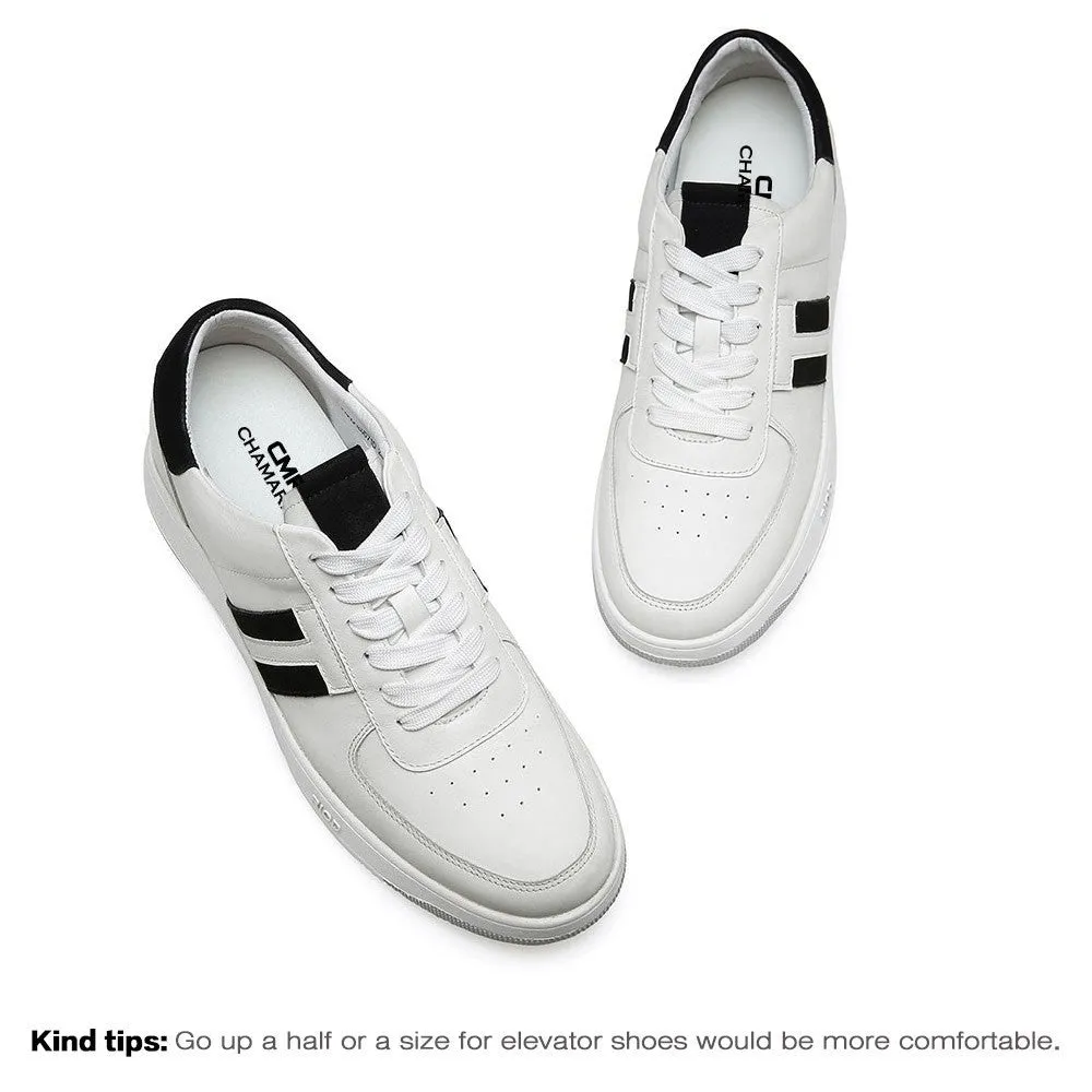 6CM/2.36 Inches CMR CHAMARIPA Men's Elevate Sneakers Height Increasing Shoes White Leather Sneakers For Men