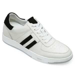 6CM/2.36 Inches CMR CHAMARIPA Men's Elevate Sneakers Height Increasing Shoes White Leather Sneakers For Men
