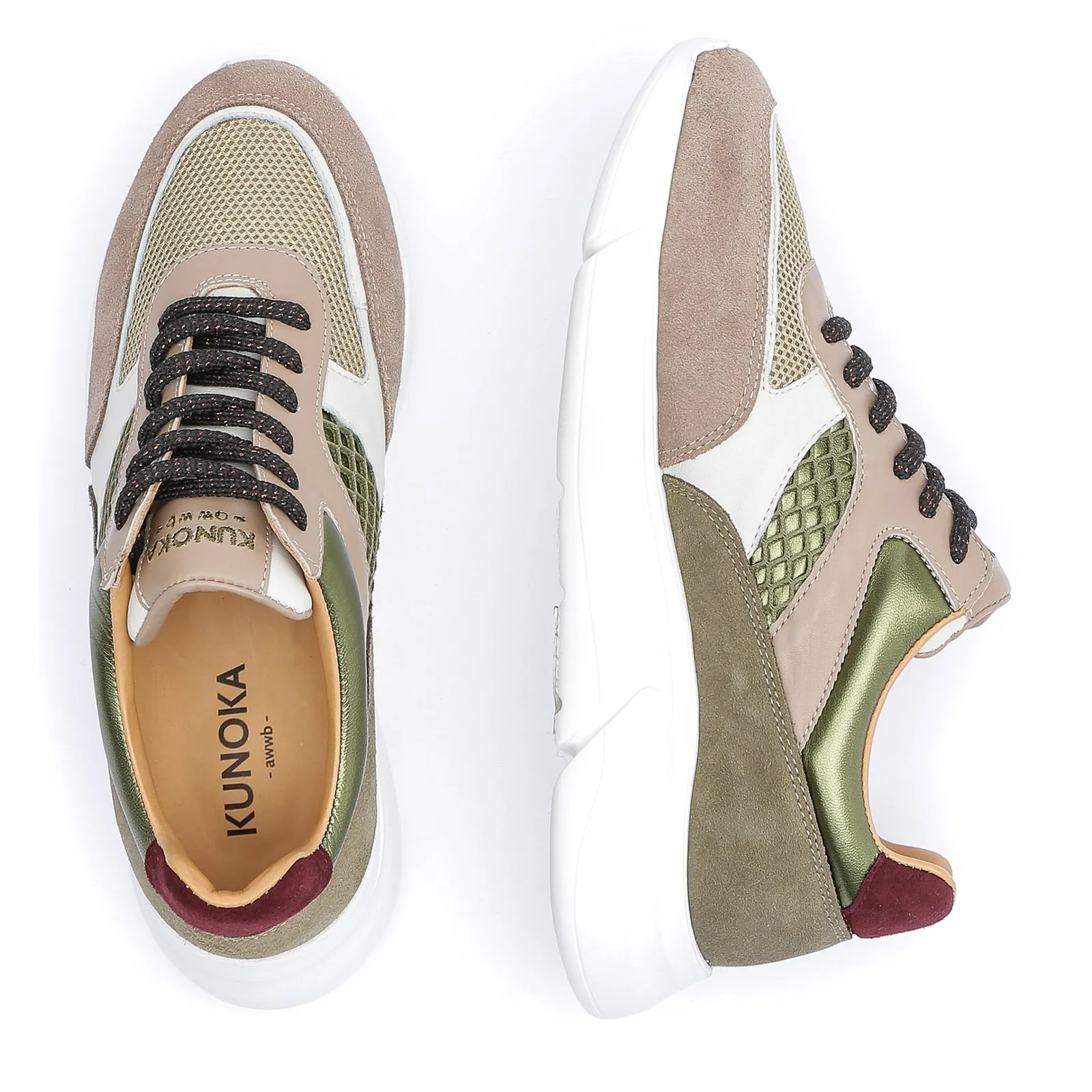 ARI platform sneaker - khaki and beige