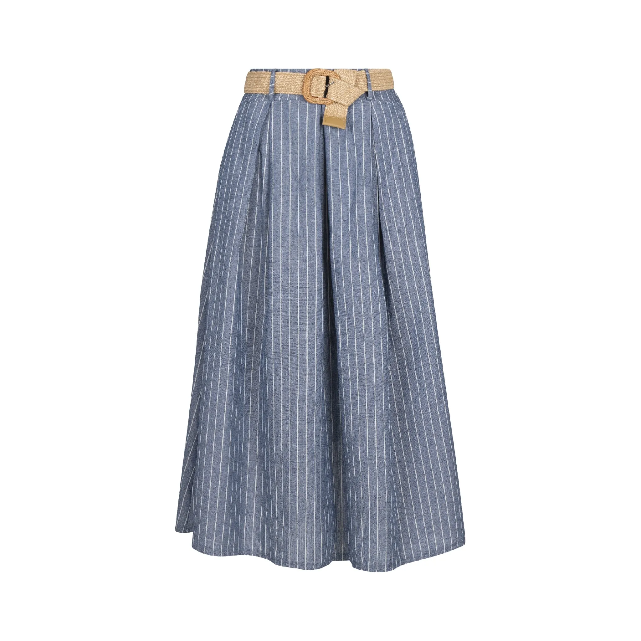 Astrid  Women's Elegant Woven Skirt  Blue Stripe