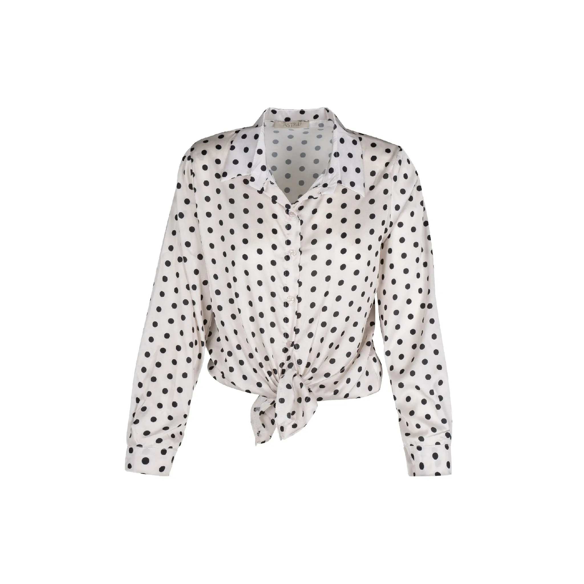Astrid  Women's Woven Button-Up Shirt  Cream Dot