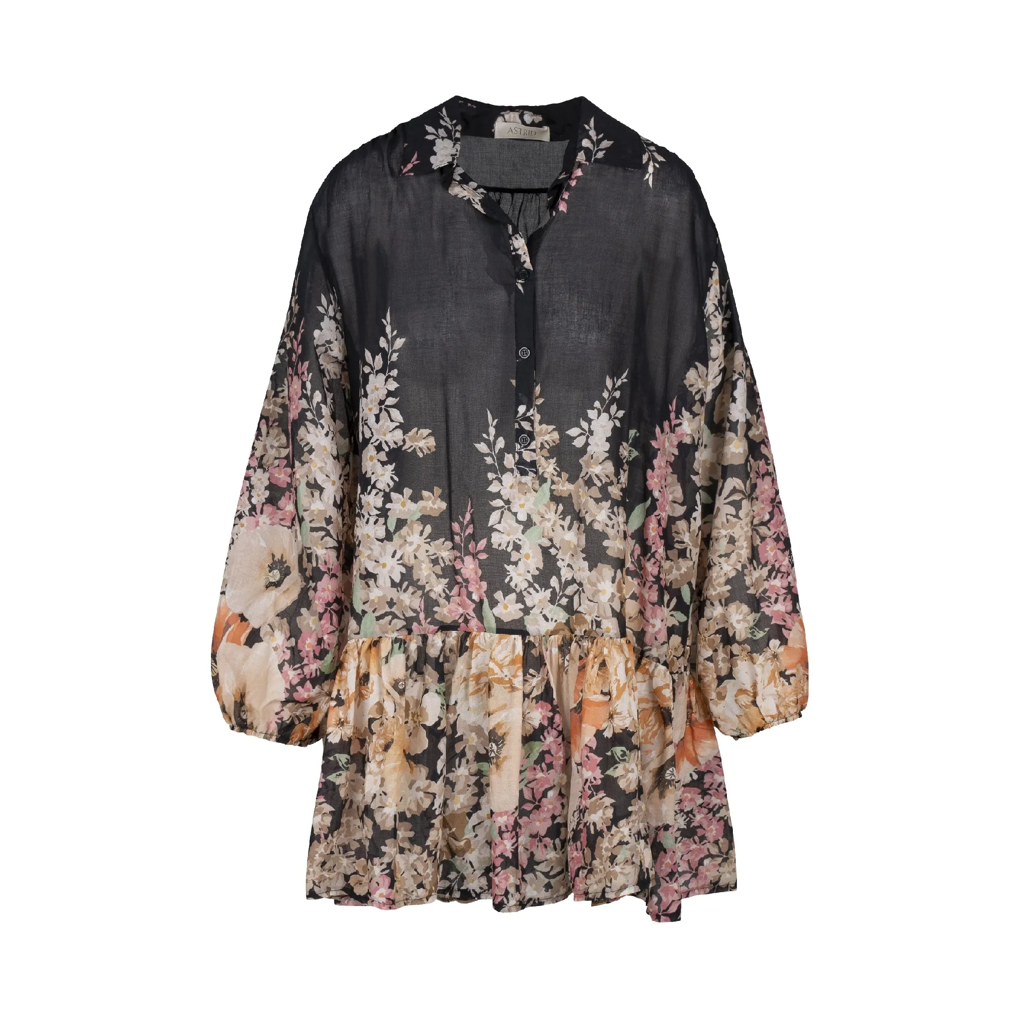 Astrid  Women's Woven Maxi Dress  Black Floral