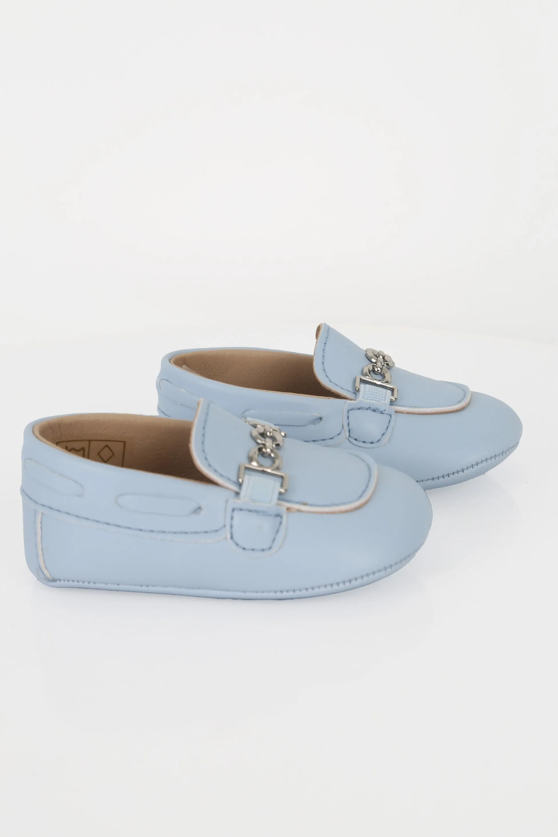 Baby Boys Pre-walker Loafer with Metal Charm - ALDOLFO - Baby Blue