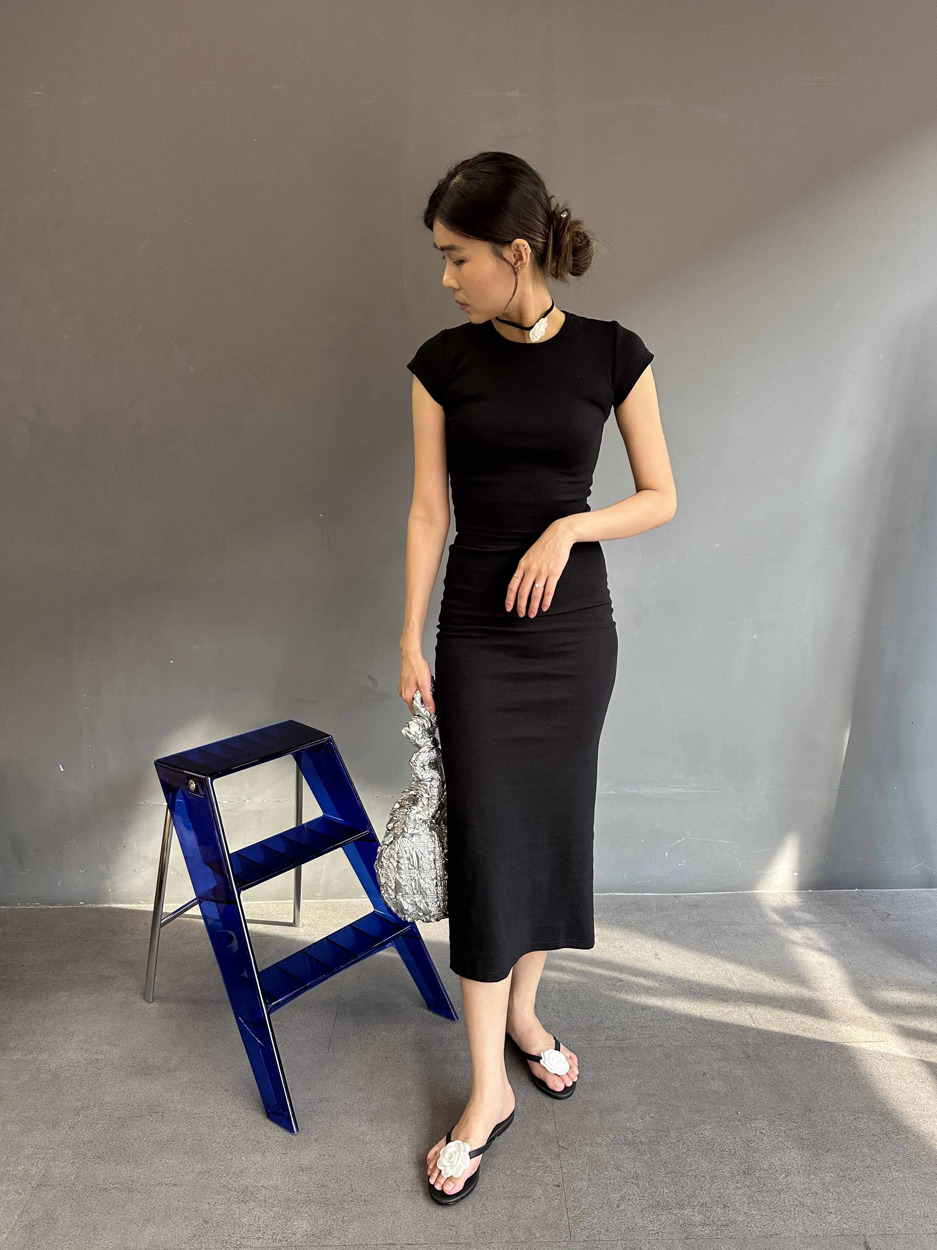 Black White Camellia Sandals