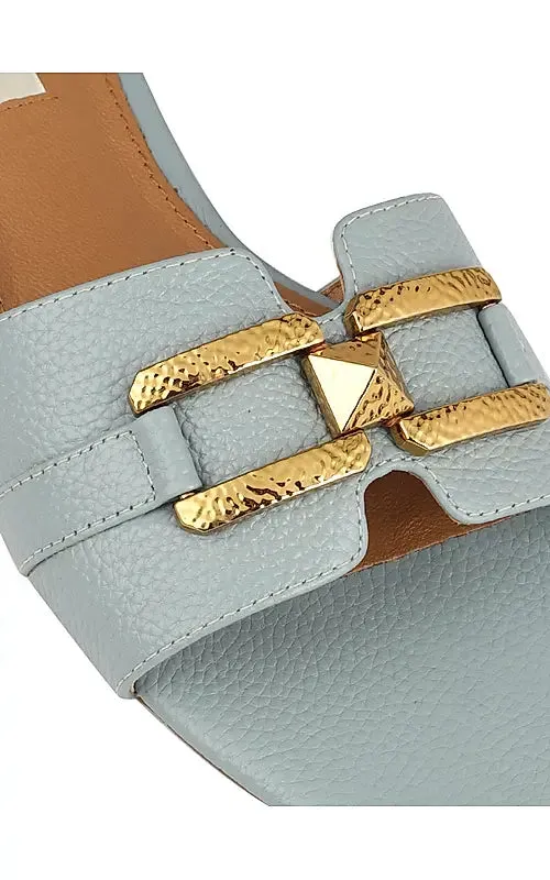 Blue Sliders With Gold Embellishment