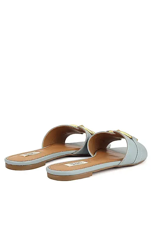 Blue Sliders With Gold Embellishment