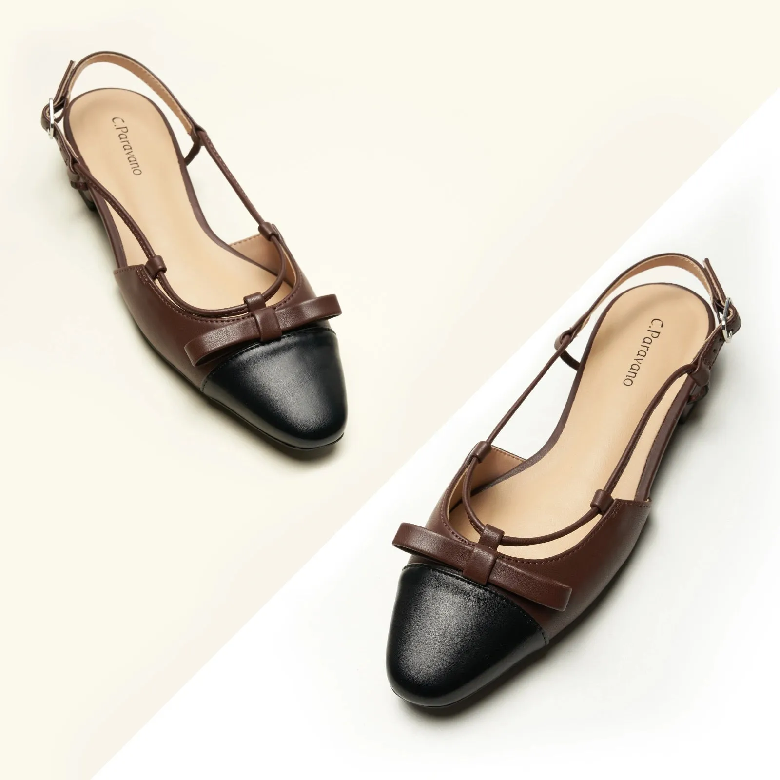 Bow Almond Toe Slingback Flats(Lena F) Social