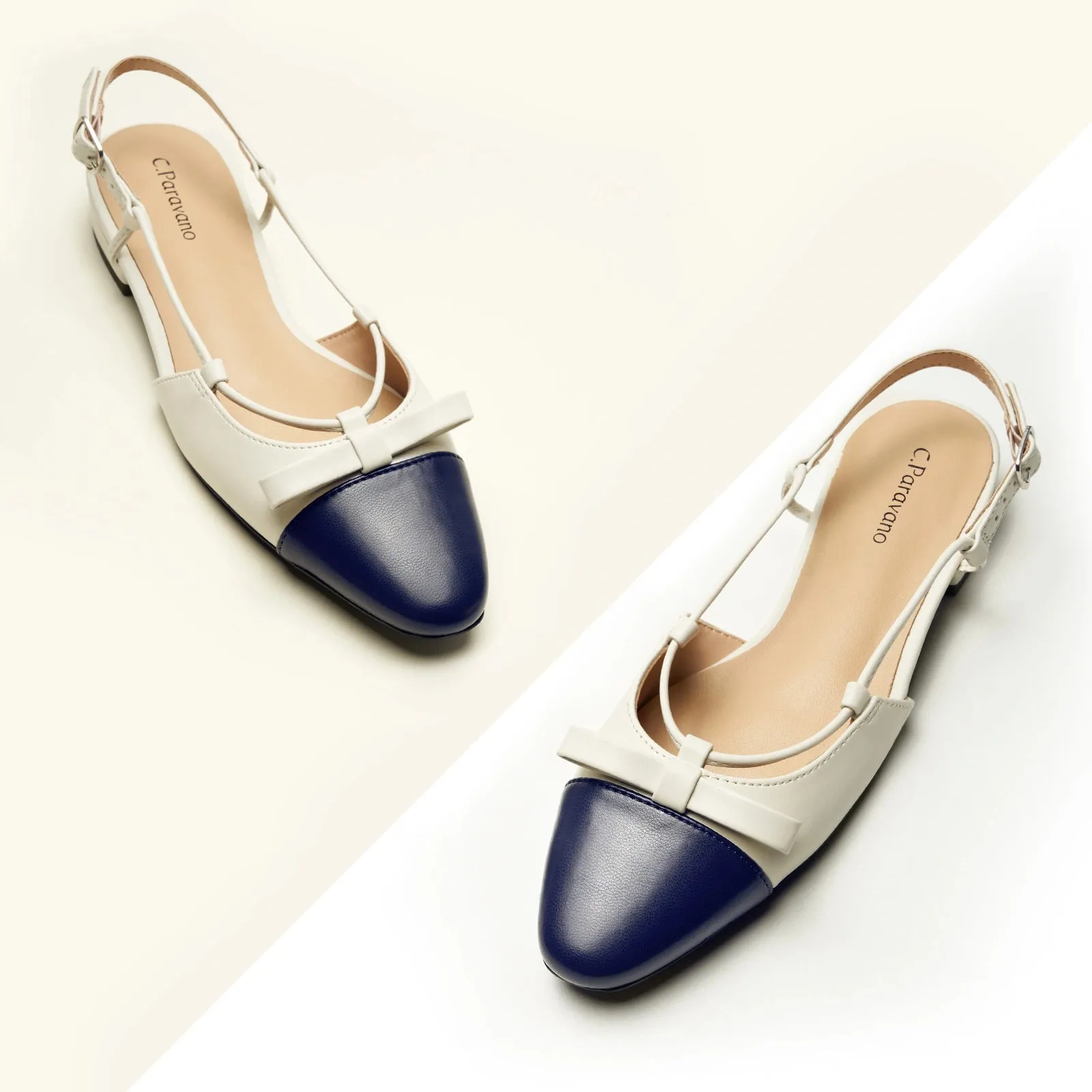 Bow Almond Toe Slingback Flats(Lena F) Social
