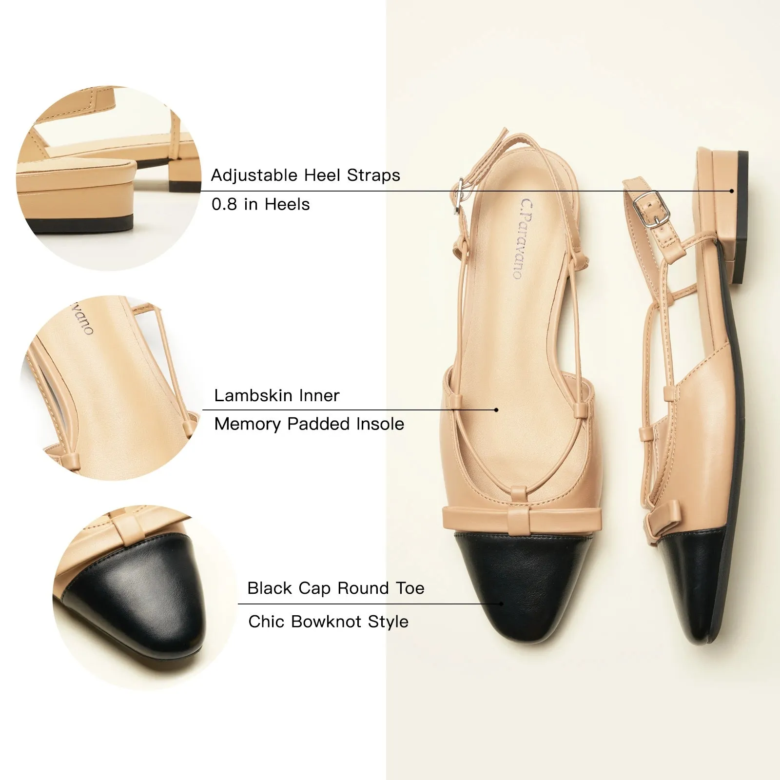 Bow Almond Toe Slingback Flats(Lena F) Social