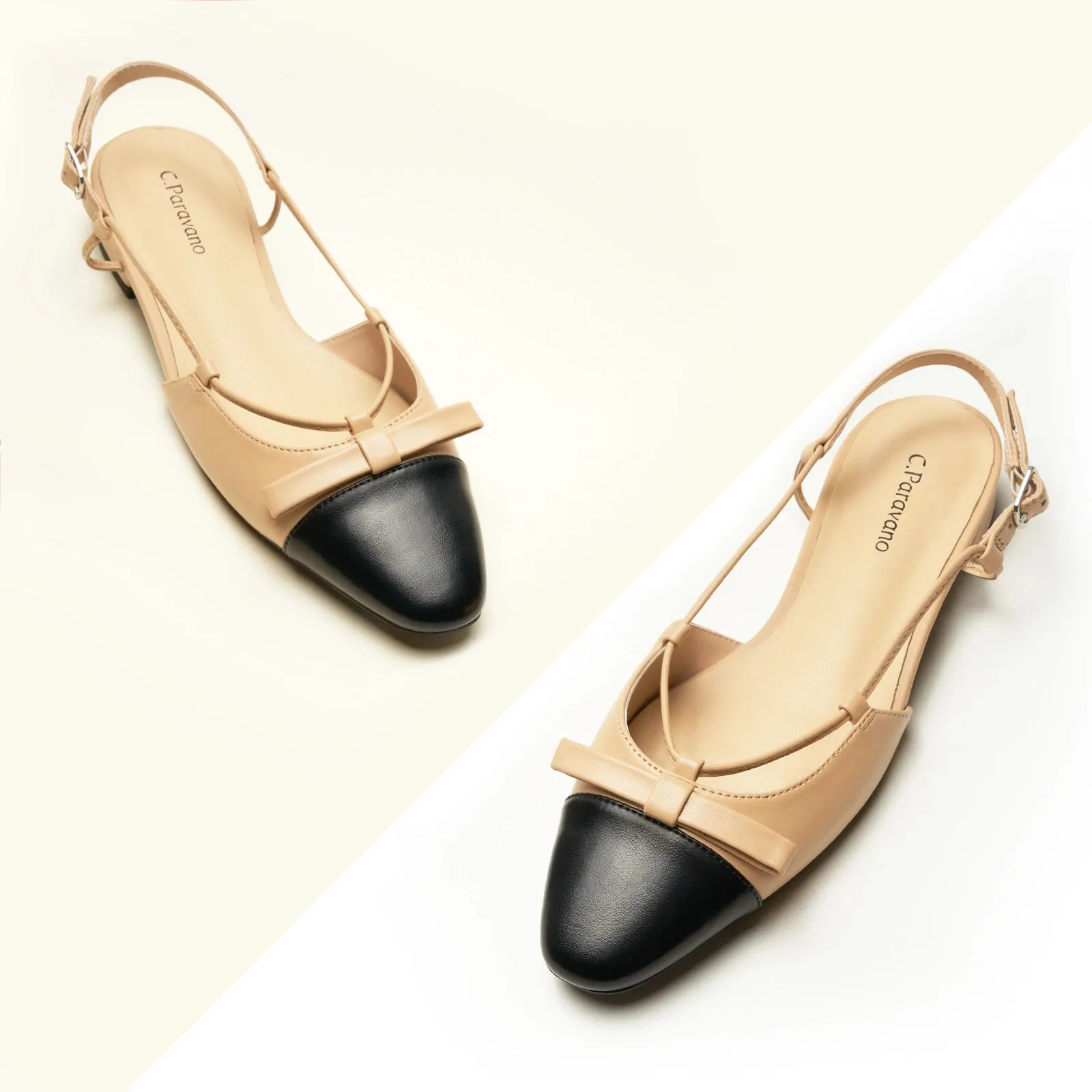 Bow Almond Toe Slingback Flats(Lena F) Social