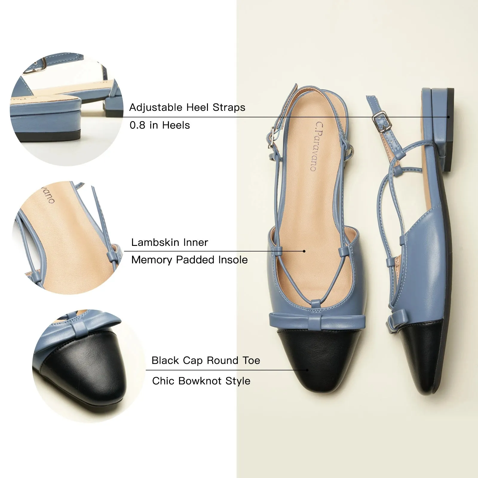Bow Almond Toe Slingback Flats(Lena F) Social