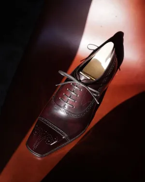Burgundy Brown Leather Magnus Toe Cap Oxfords - Formal Shoes - SS23