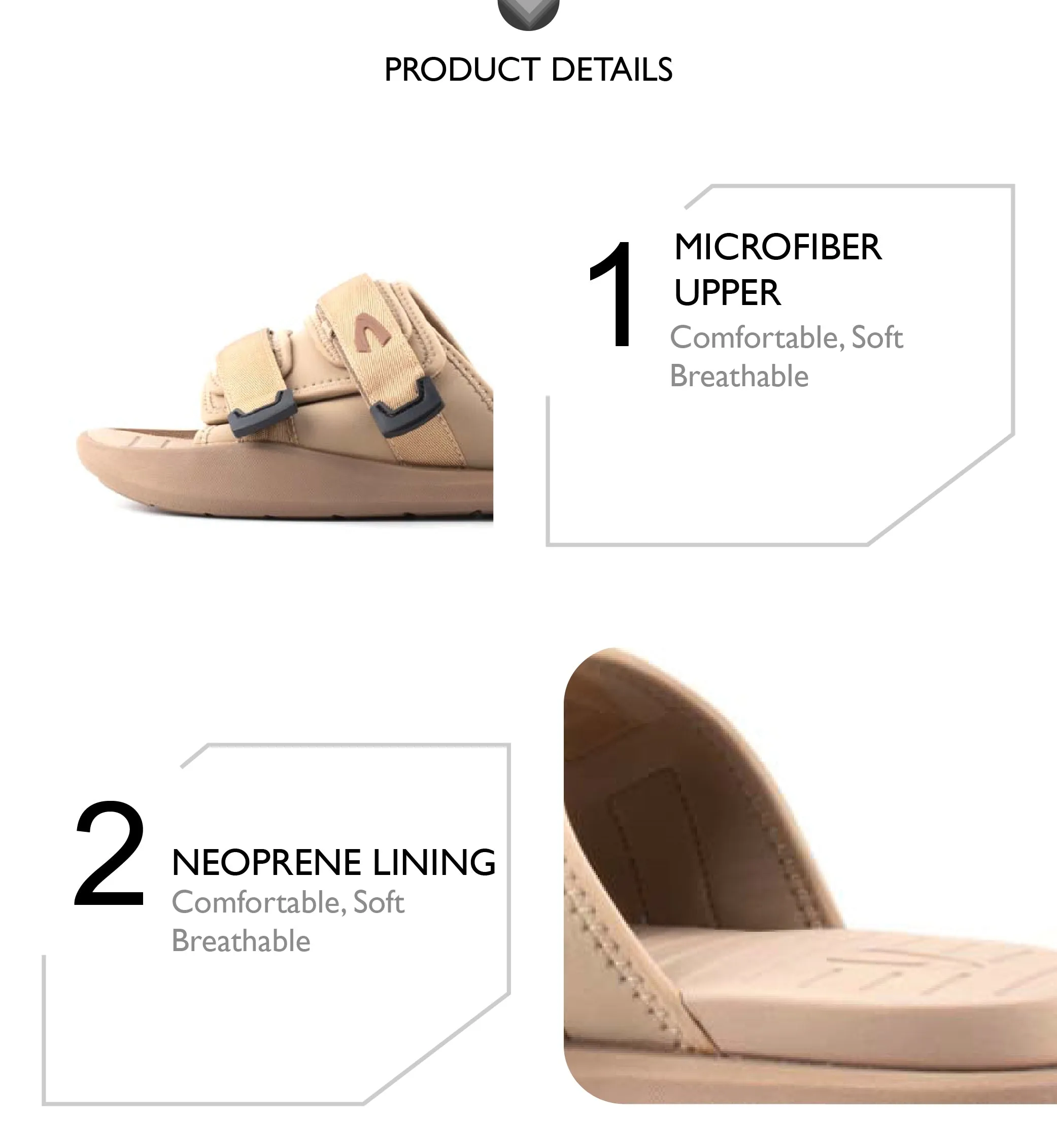 C by camel active Microfiber Strap Slip On Sandals Men Khaki ARDIE-892404-YK2SVC-6