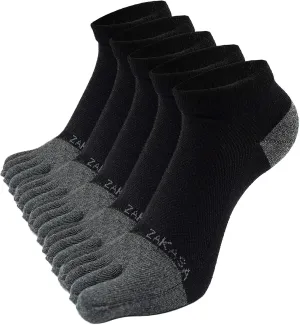 CaiDieNu Toe Socks for Men: Five Finger Cotton Athletic Crew Socks No Show Breathable Running Ankle Socks 5 Pairs Size 8-12