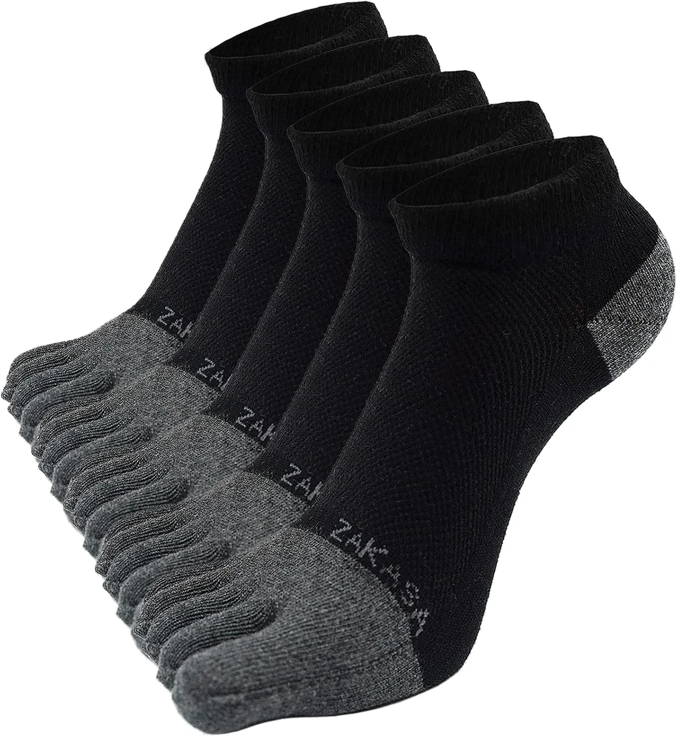 CaiDieNu Toe Socks for Men: Five Finger Cotton Athletic Crew Socks No Show Breathable Running Ankle Socks 5 Pairs Size 8-12