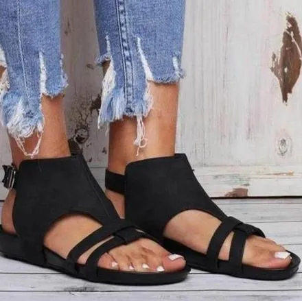 Chicvane Open Toe Gladiator Wedge Sandals with Buckle