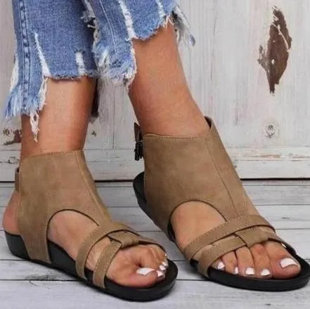Chicvane Open Toe Gladiator Wedge Sandals with Buckle