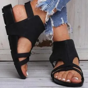 Chicvane Open Toe Gladiator Wedge Sandals with Buckle