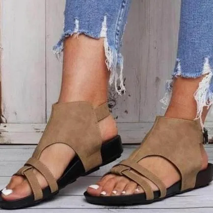 Chicvane Open Toe Gladiator Wedge Sandals with Buckle