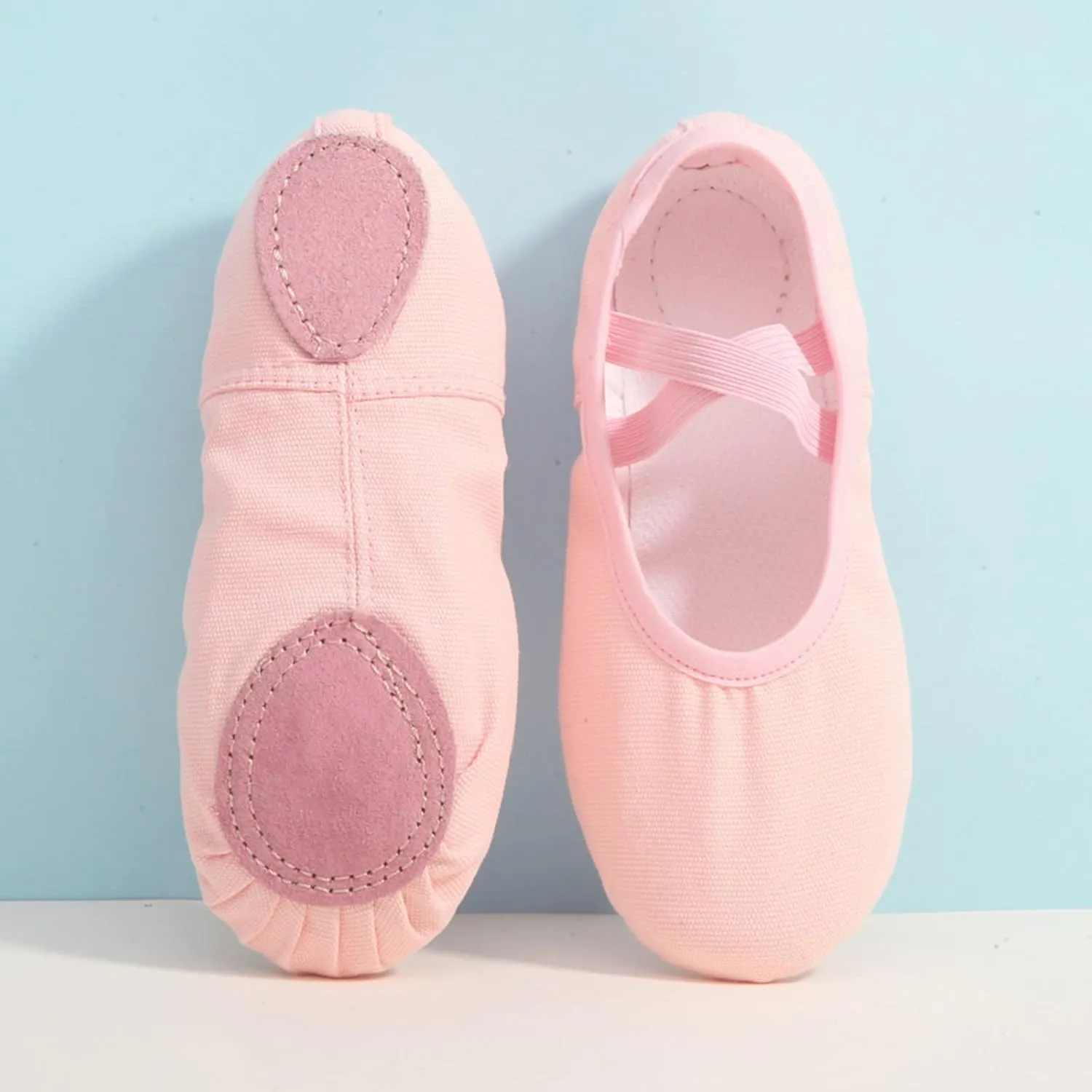 Child Ballet Shoes Toddler Dance Shoes Girls Ballet Slippers Upper Full Suede Pre-Sewn Elastic Ballet Shoes for Girls