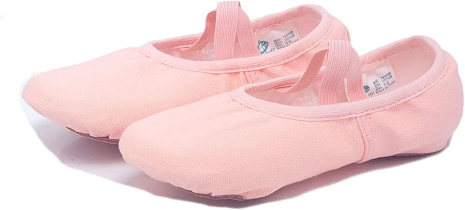 Child Ballet Shoes Toddler Dance Shoes Girls Ballet Slippers Upper Full Suede Pre-Sewn Elastic Ballet Shoes for Girls