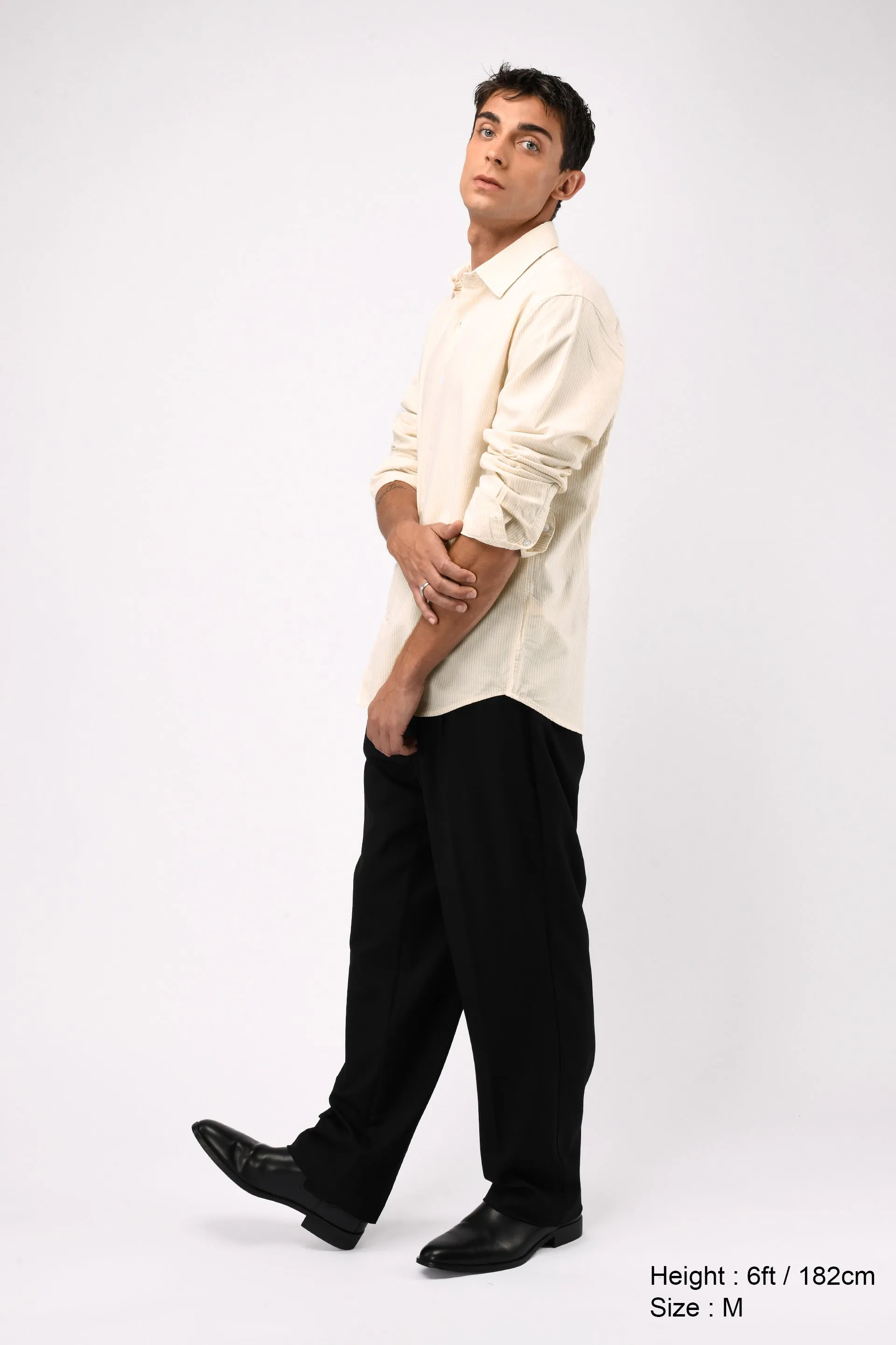 CLASSIC OXFORD STRIPE SHIRT IN BEIGE