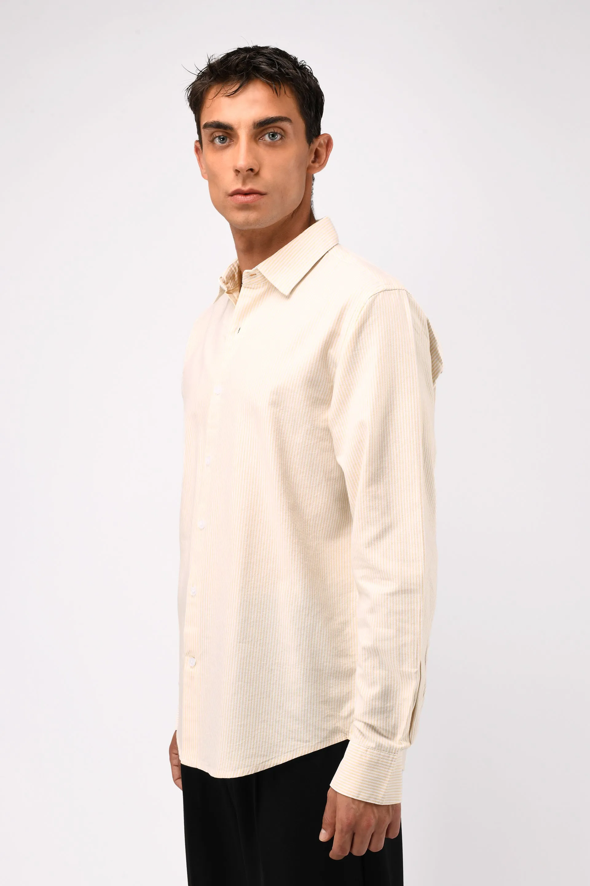 CLASSIC OXFORD STRIPE SHIRT IN BEIGE