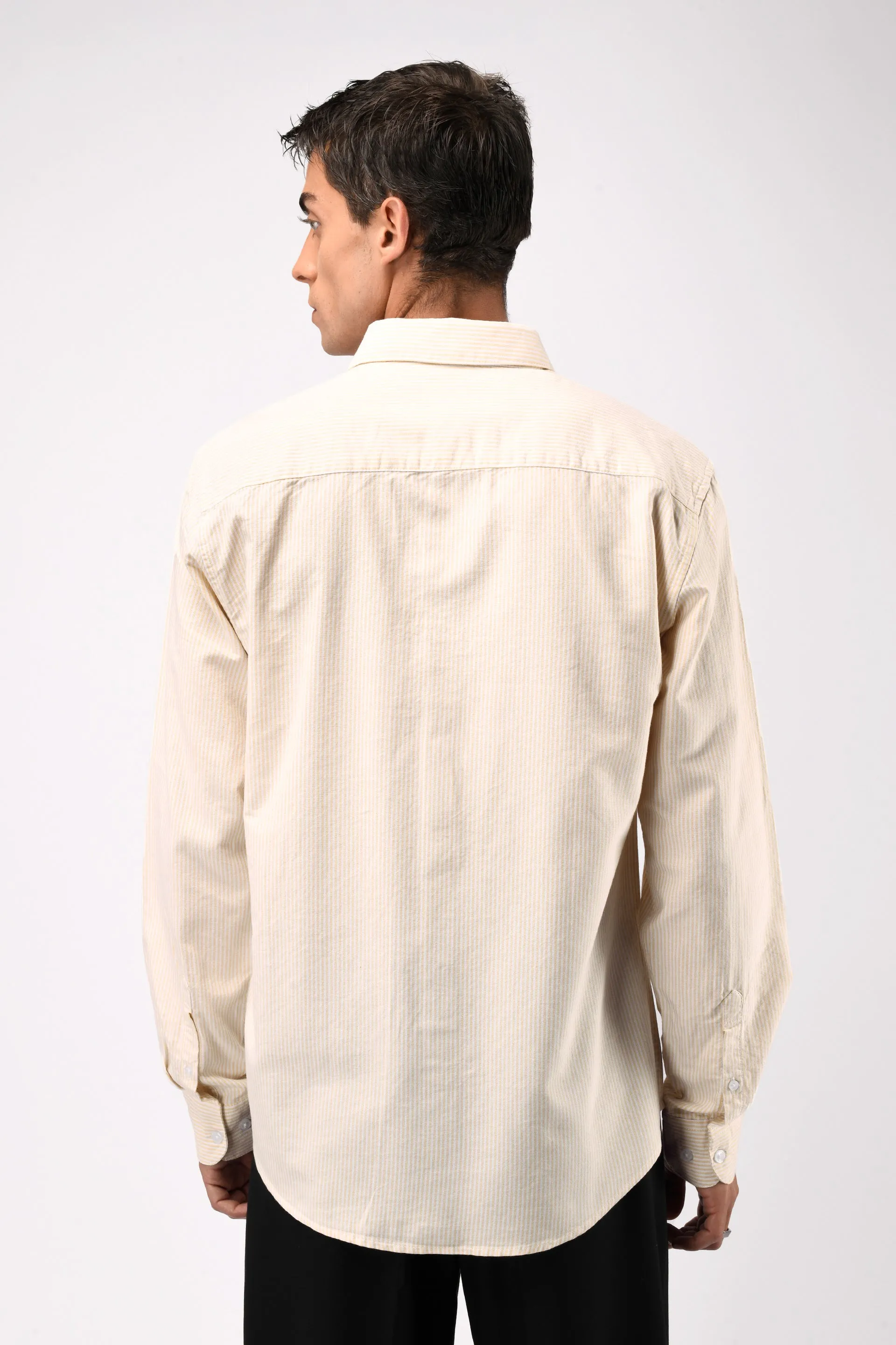 CLASSIC OXFORD STRIPE SHIRT IN BEIGE