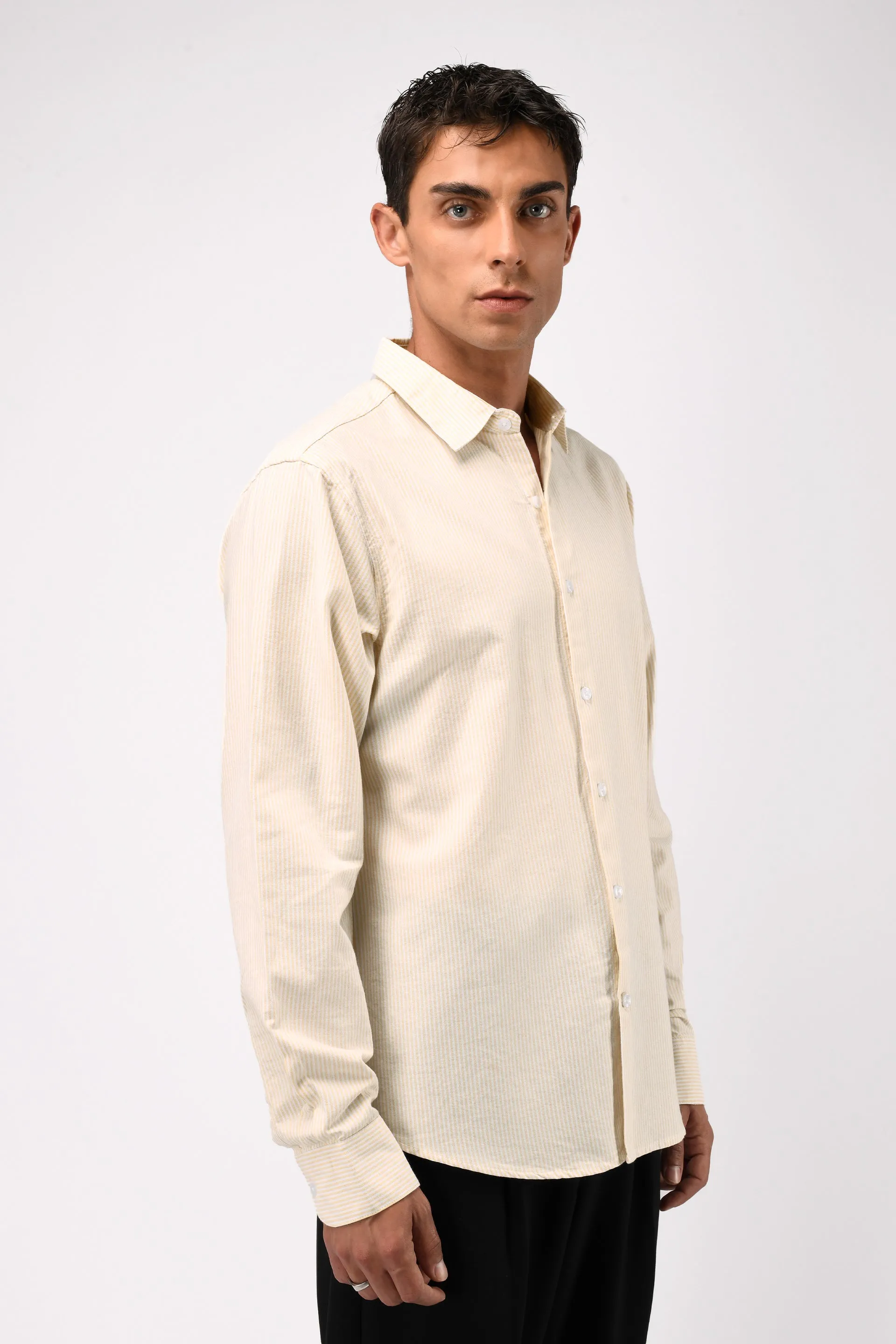 CLASSIC OXFORD STRIPE SHIRT IN BEIGE