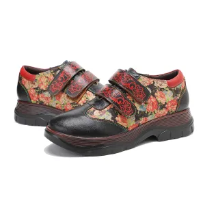 CrazycatZ Women's Leather Oxford Shoes Colorful Leather Oxfords Vintage  Shoes Black