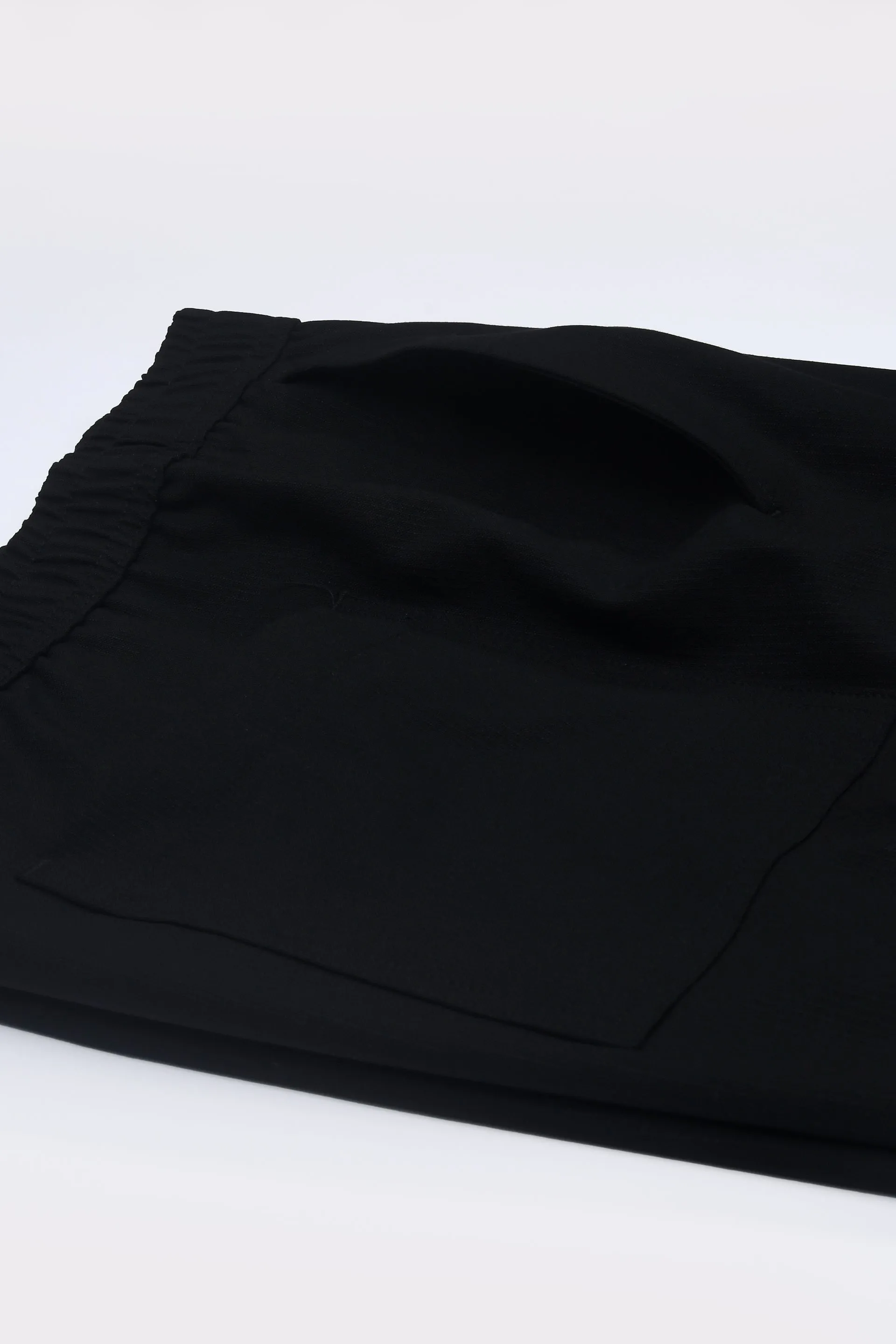 EASY IRON FLEXIWAIST RELAXED TROUSERS IN BLACK