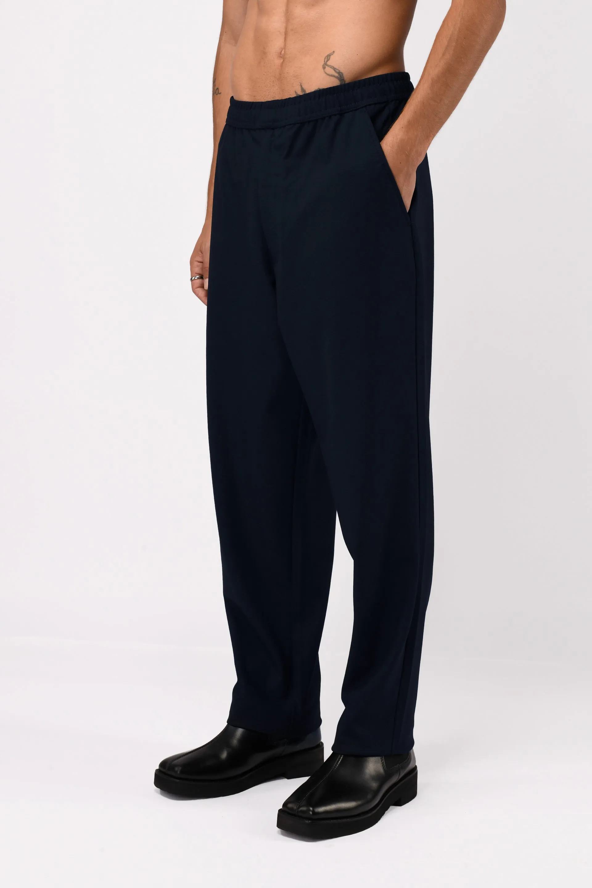 EASY IRON FLEXIWAIST RELAXED TROUSERS IN BLUE