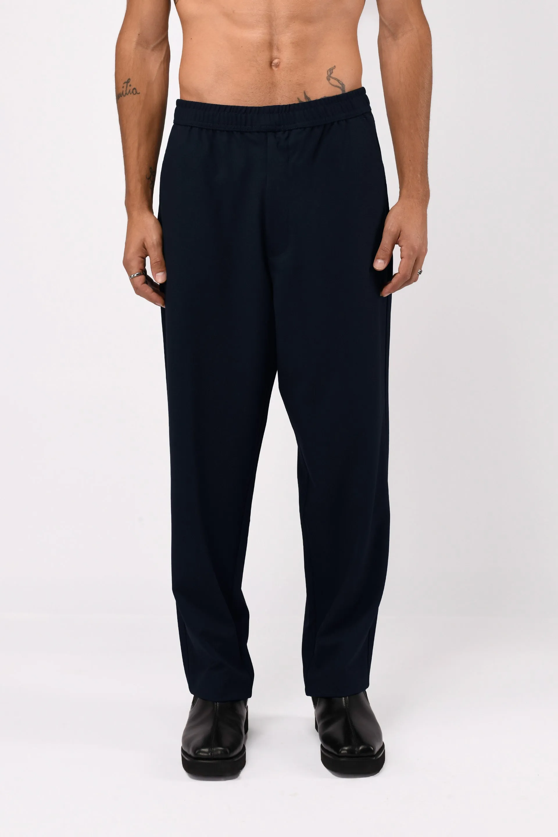 EASY IRON FLEXIWAIST RELAXED TROUSERS IN BLUE