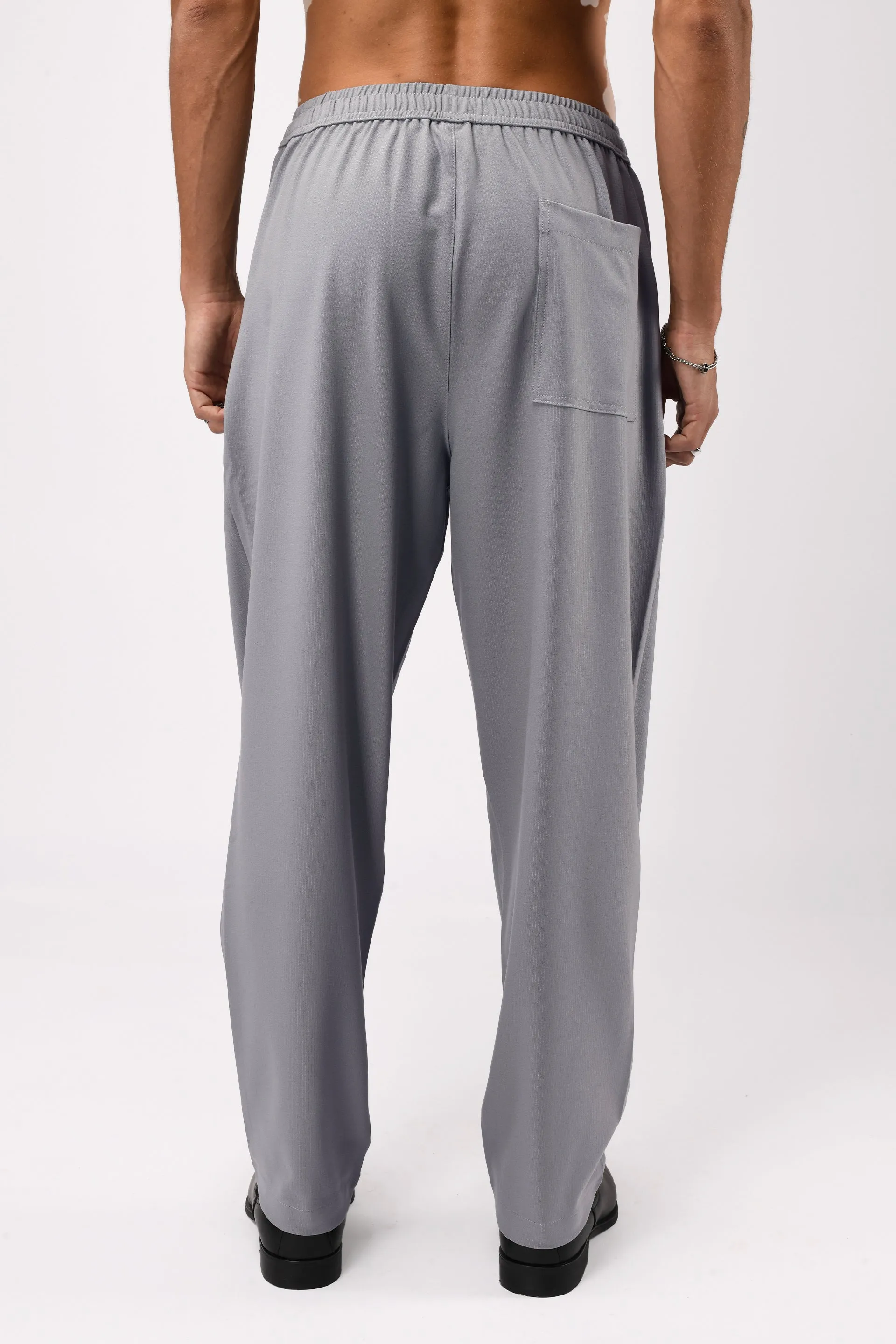 EASY IRON FLEXIWAIST RELAXED TROUSERS IN GREY