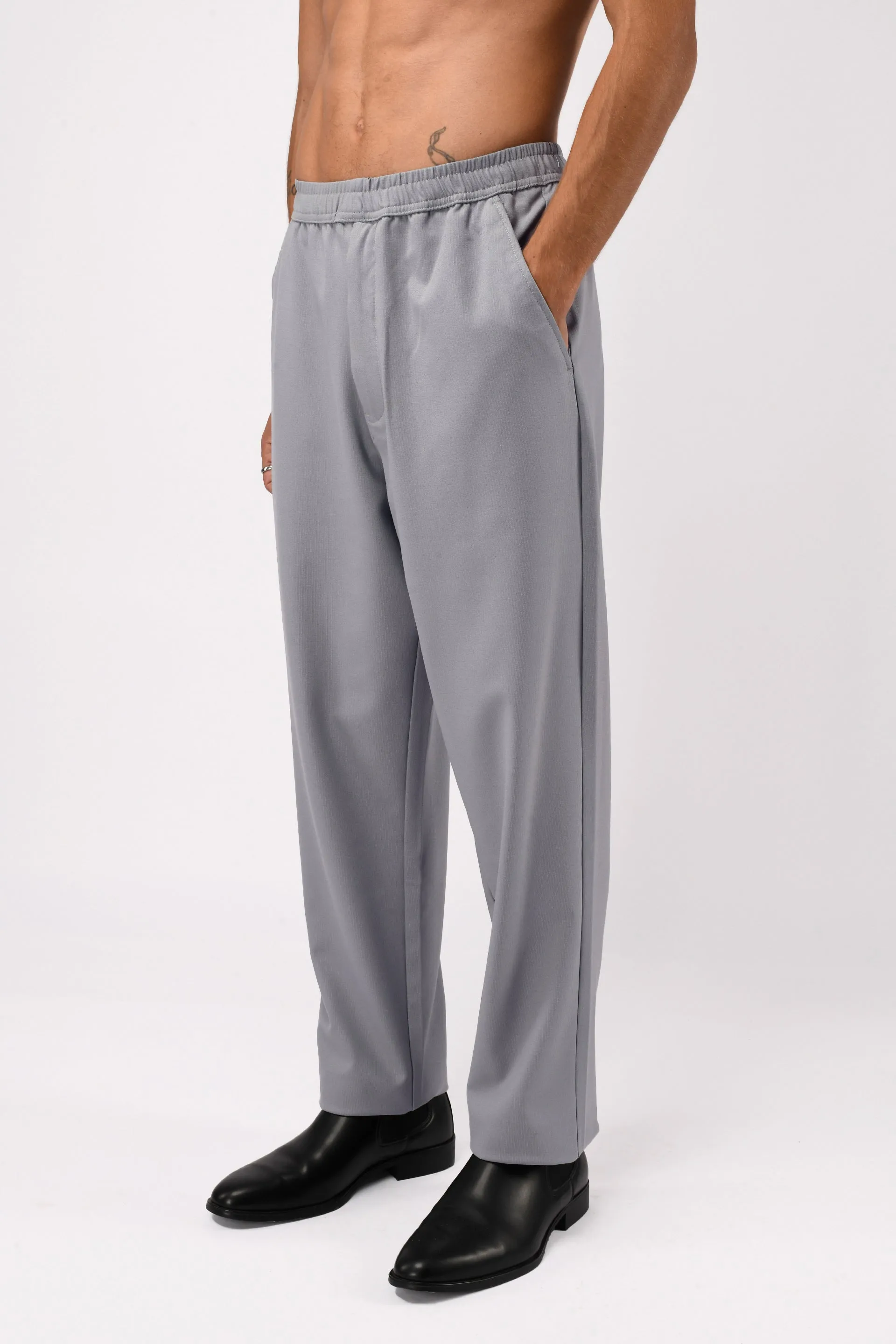 EASY IRON FLEXIWAIST RELAXED TROUSERS IN GREY