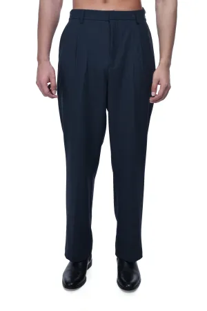 EASY IRON PINSTRIPED RELAXED PANTS IN BLUE