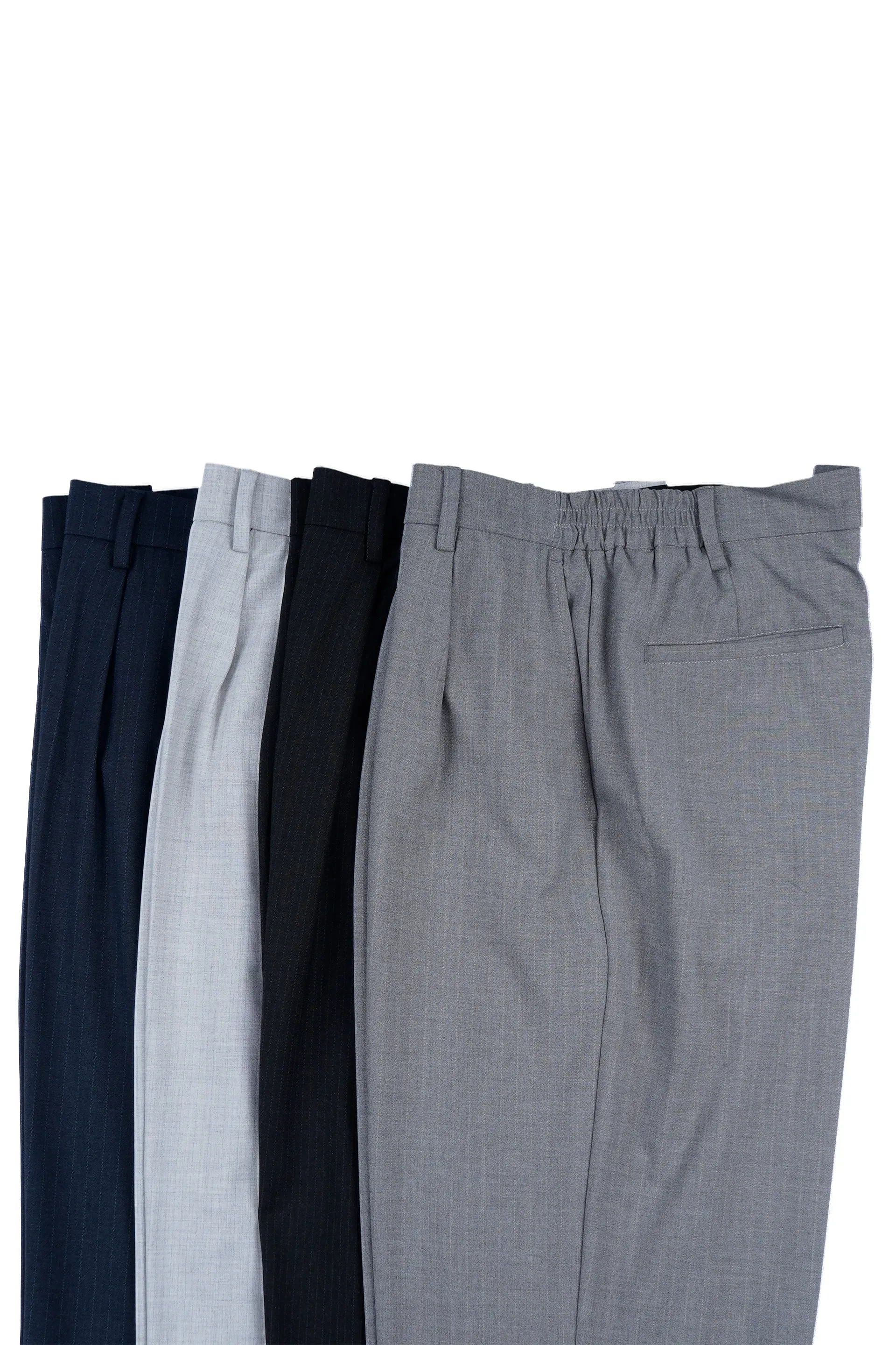 EASY IRON PINSTRIPED RELAXED PANTS IN BLUE
