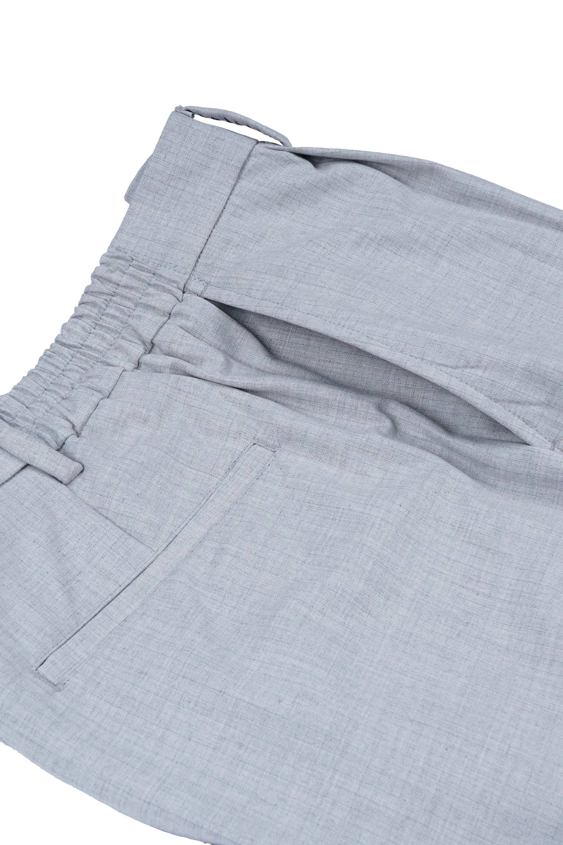 EASY IRON PINSTRIPED RELAXED PANTS IN GREY