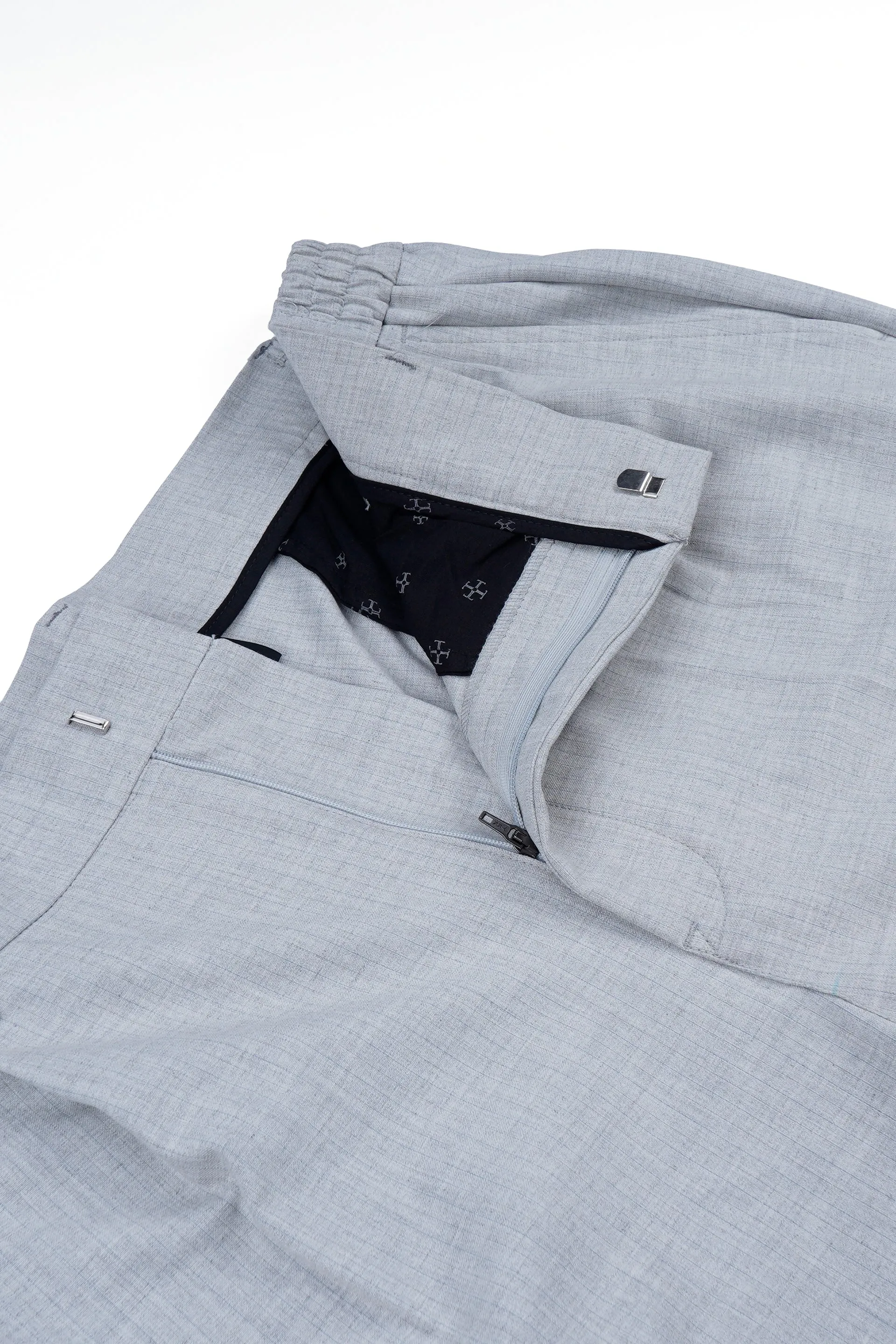 EASY IRON PINSTRIPED RELAXED PANTS IN GREY