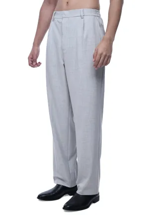 EASY IRON PINSTRIPED RELAXED PANTS IN GREY