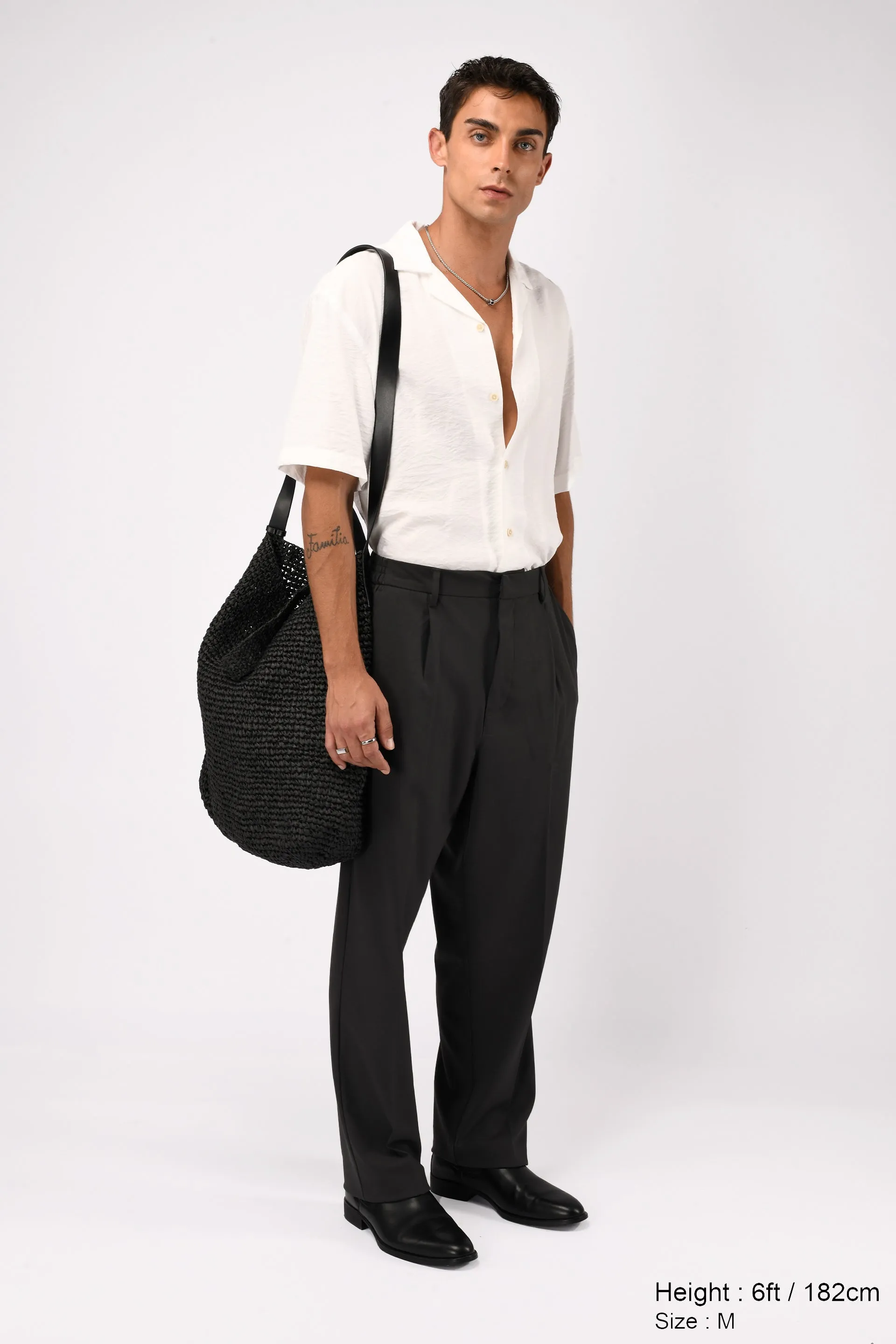 EASY IRON RELAXED TROUSERS IN DARK GREY