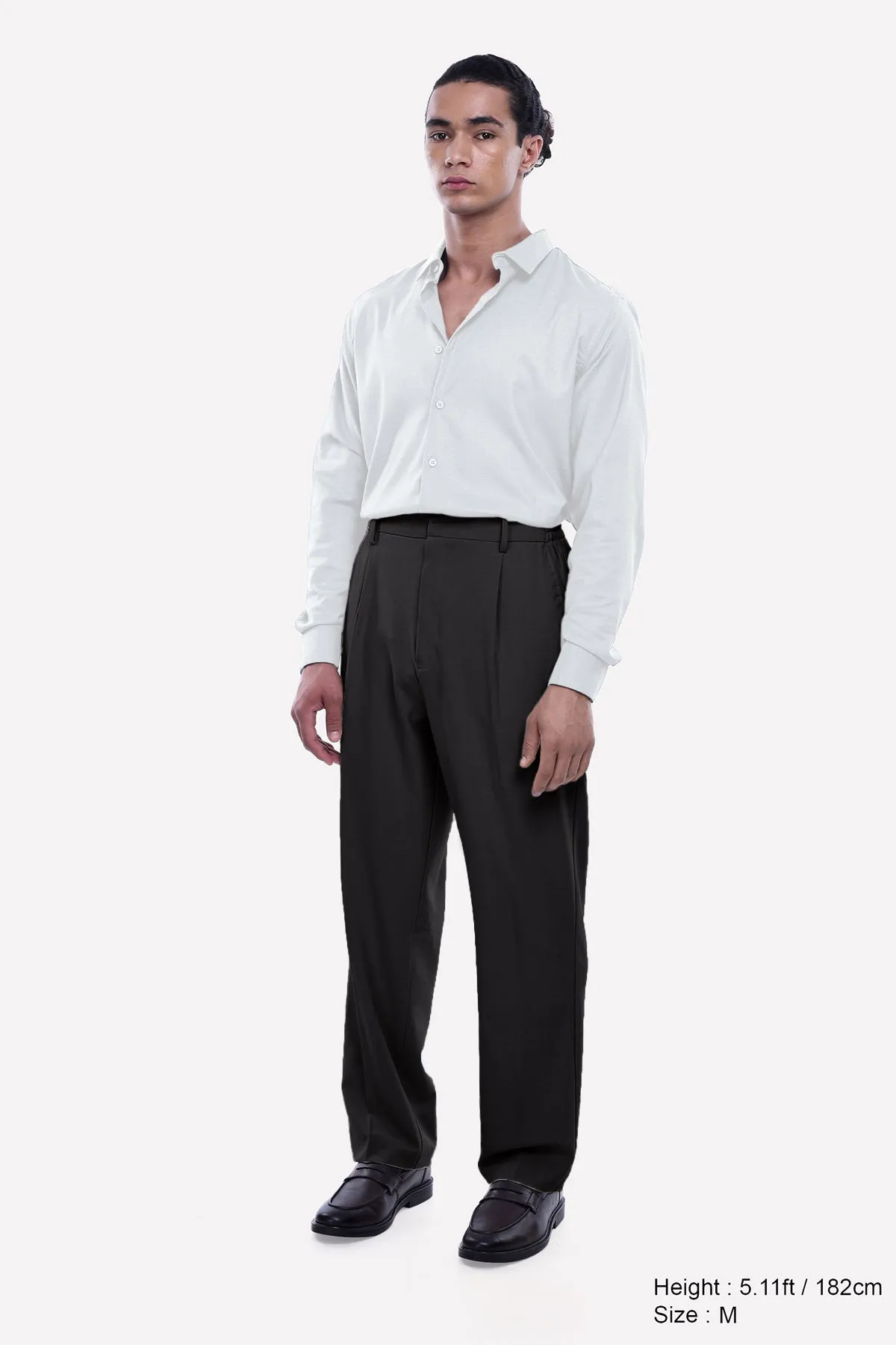 EASY IRON RELAXED TROUSERS IN DARK GREY
