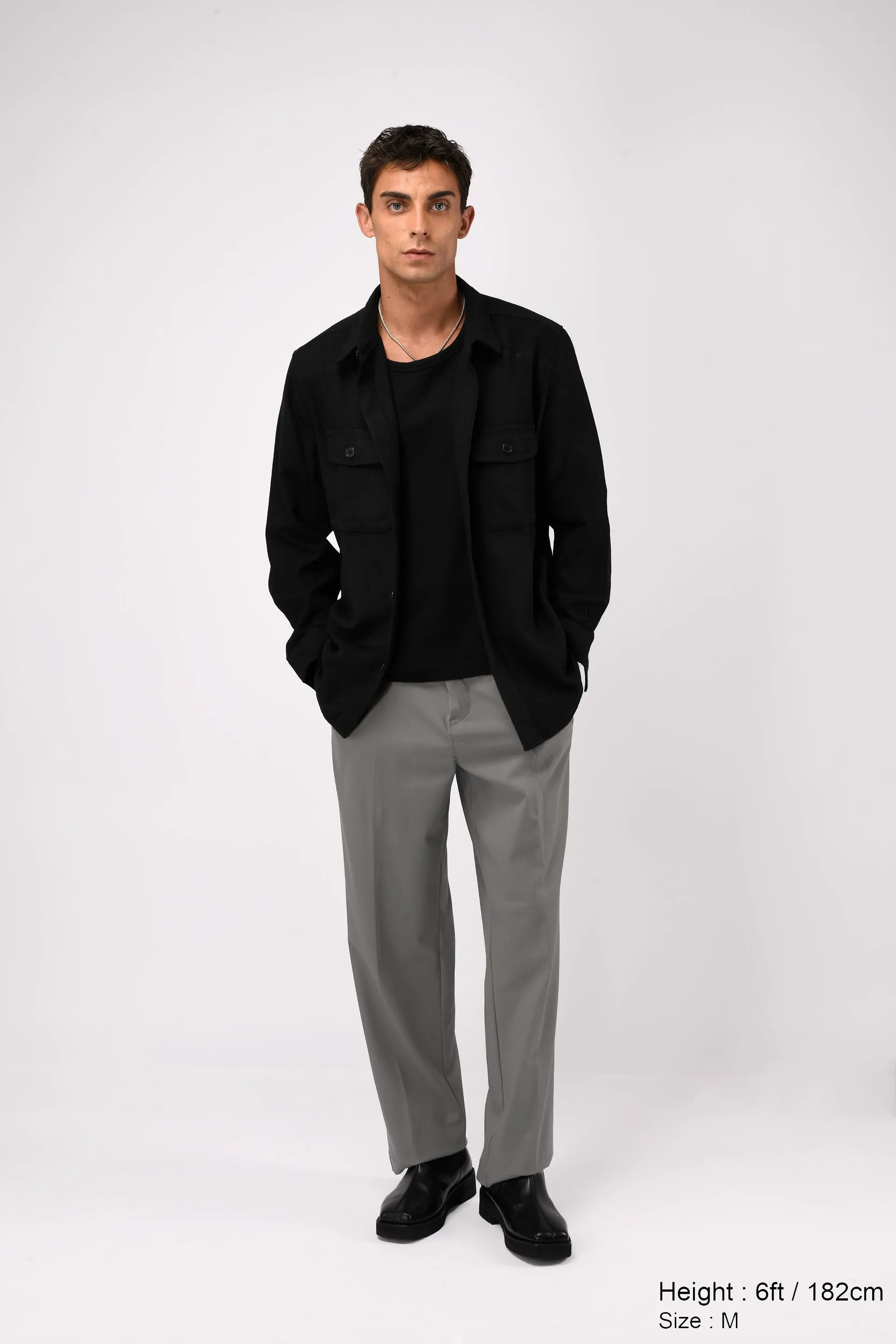 EASY IRON RELAXED TROUSERS IN GREY