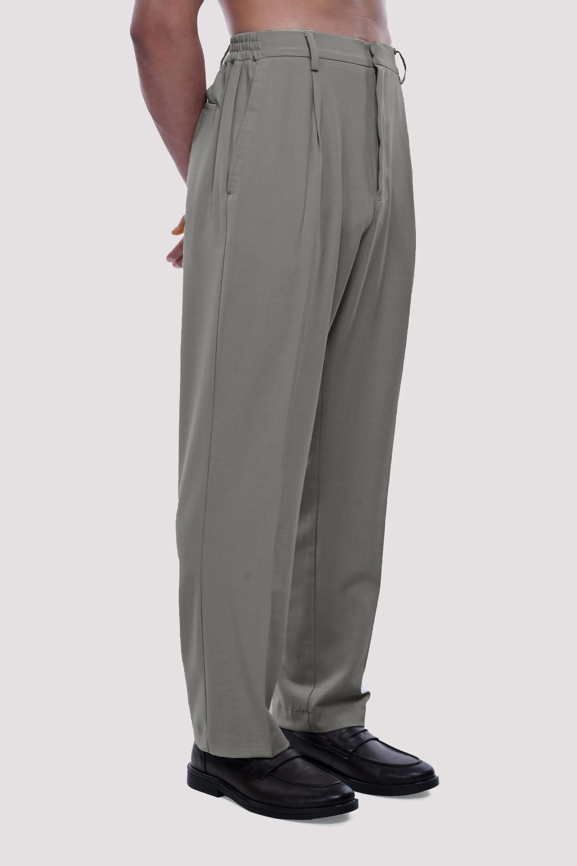 EASY IRON RELAXED TROUSERS IN GREY