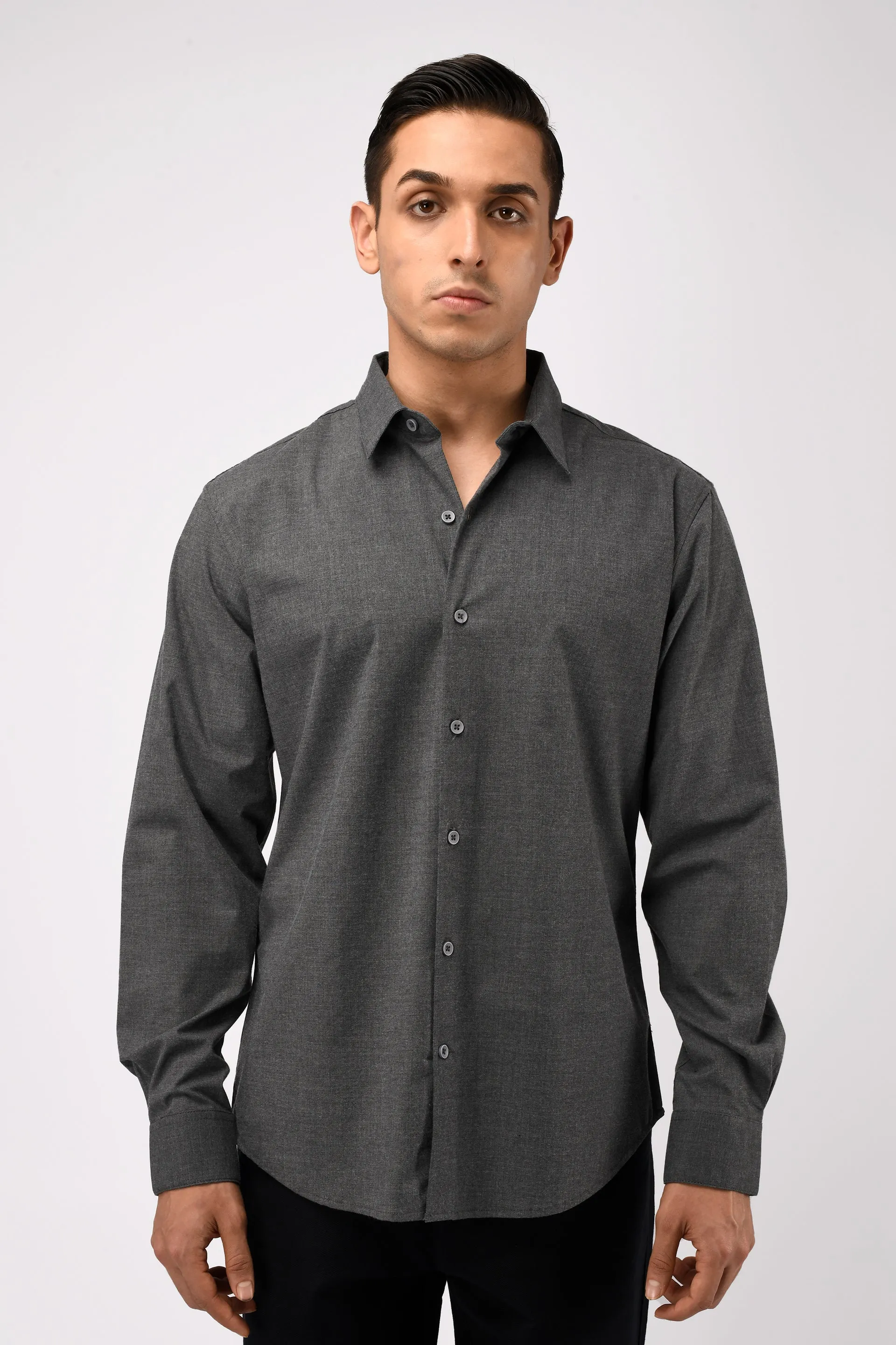 EASY IRON STRETCH SHIRT IN GREY
